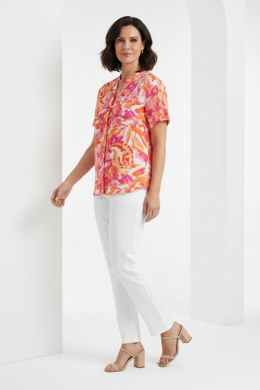 Camisa floral naranja - lateral