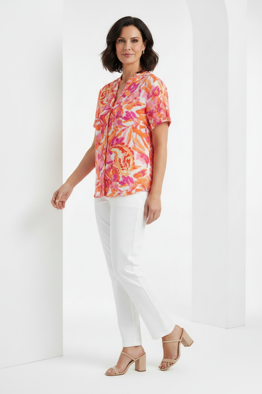 Camisa floral naranja - lateral