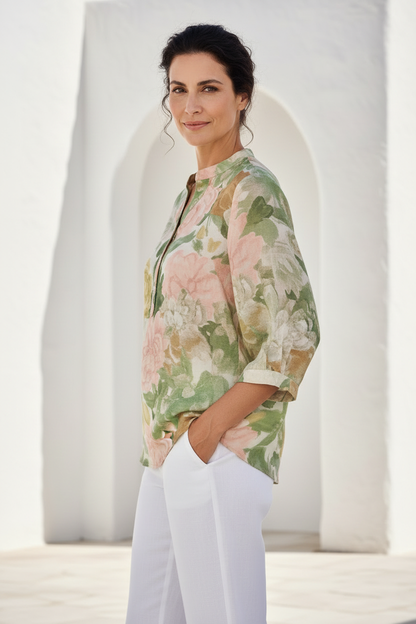 Camisa floral verde vista alternativa