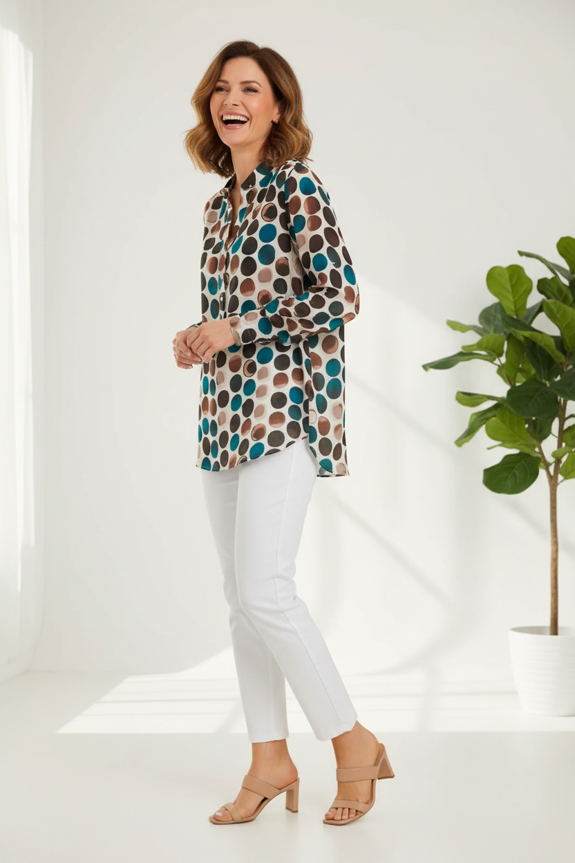 Camisa lunares retro 3/4