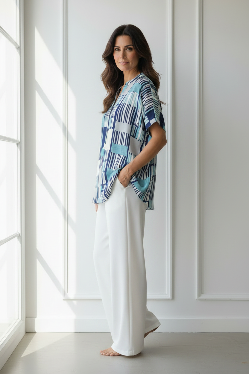 Camisa patchwork vista lateral