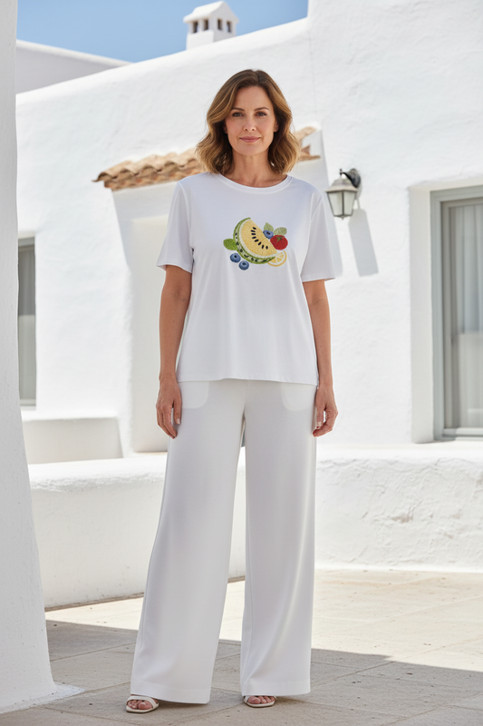 Camiseta bordado frutas