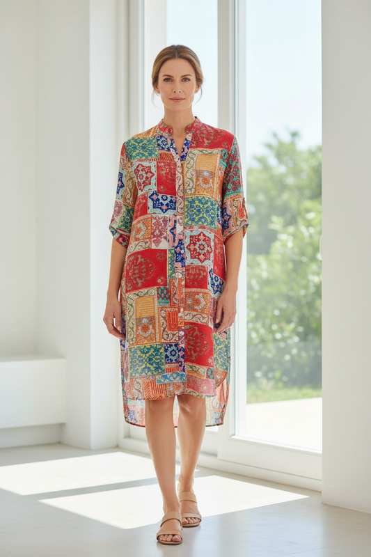 Camisola patchwork - vestido frontal interior