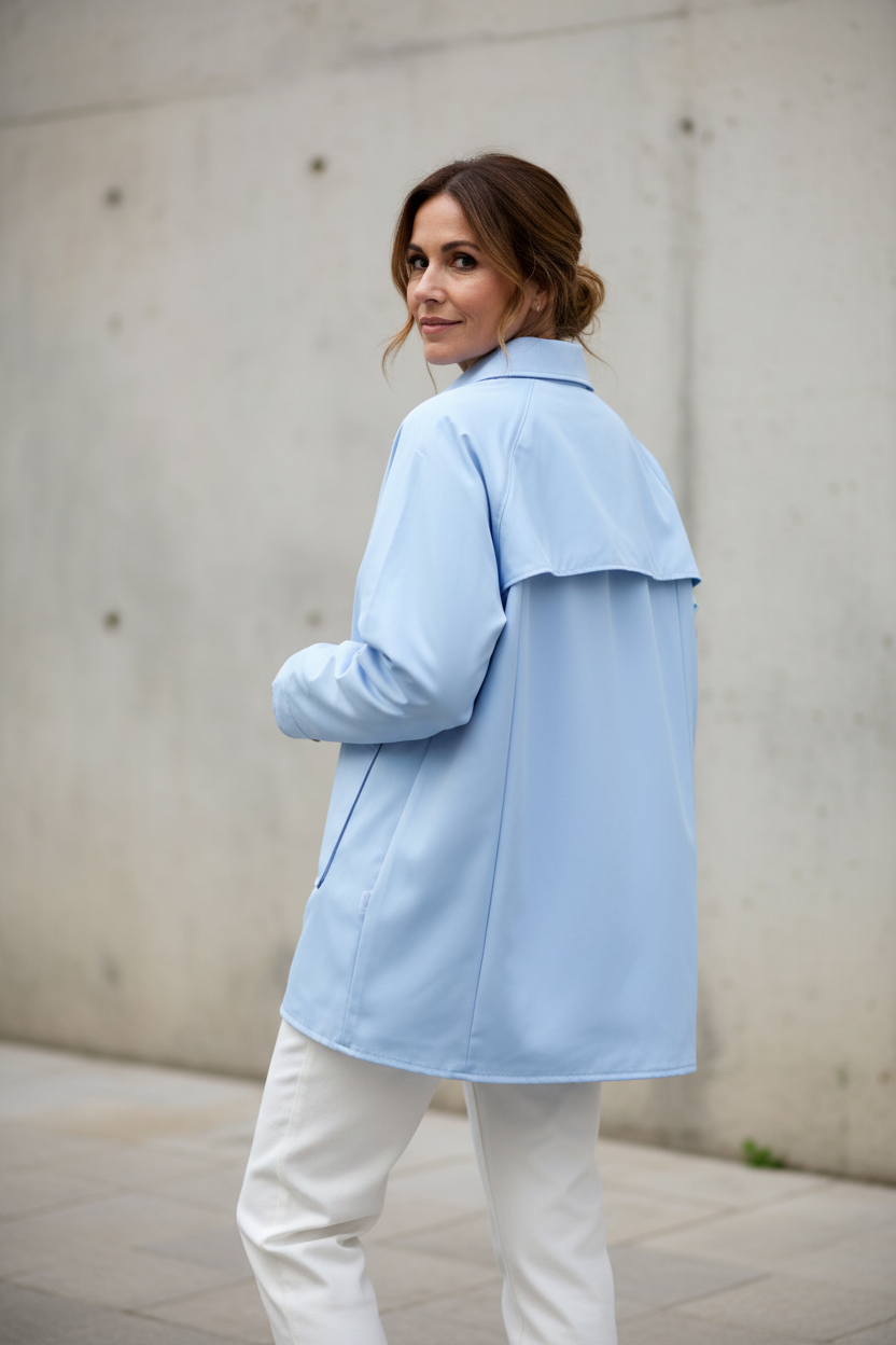 Chaqueta azul claro - Vista trasera con canesú