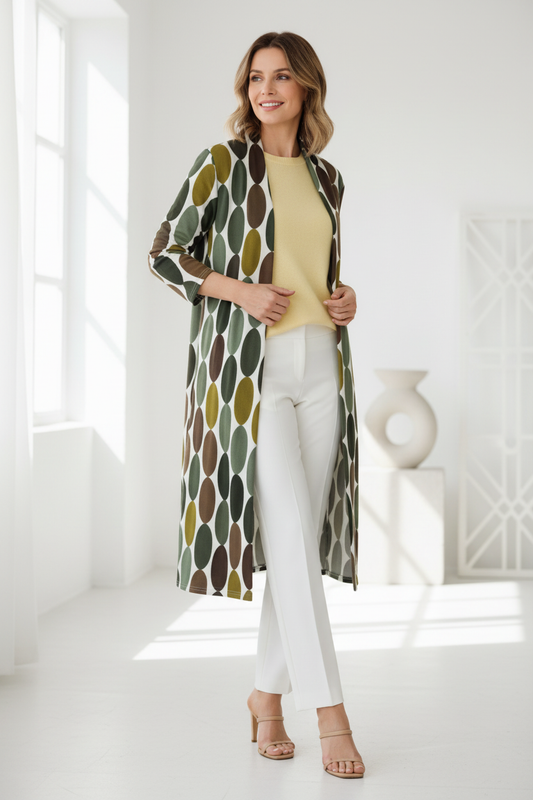 Chaqueta con jersey amarillo 3/4