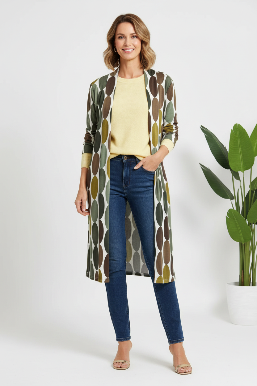 Chaqueta oval con jersey amarillo frente