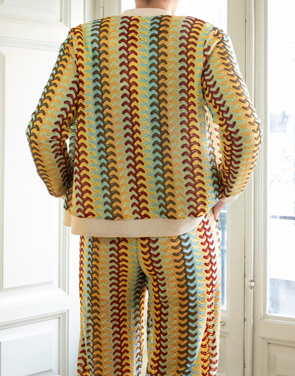 chaqueta jacquard de punto zig-zag multicolor 