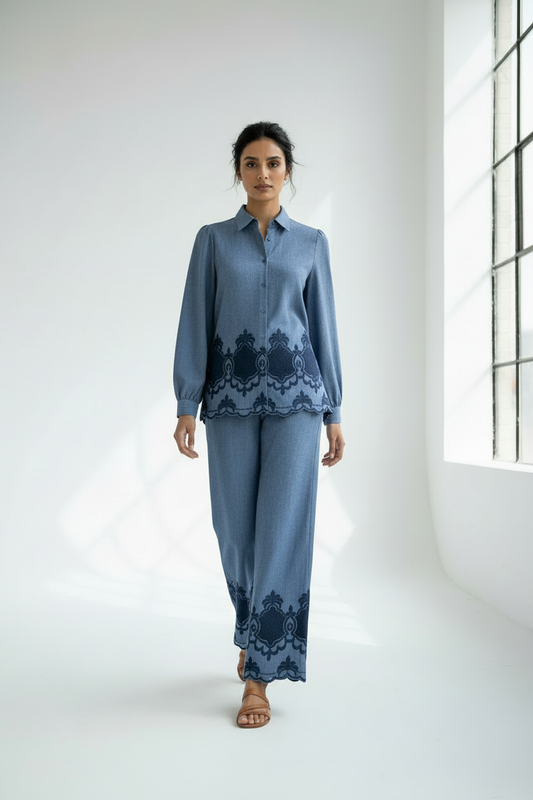 Conjunto azul claro - con escote