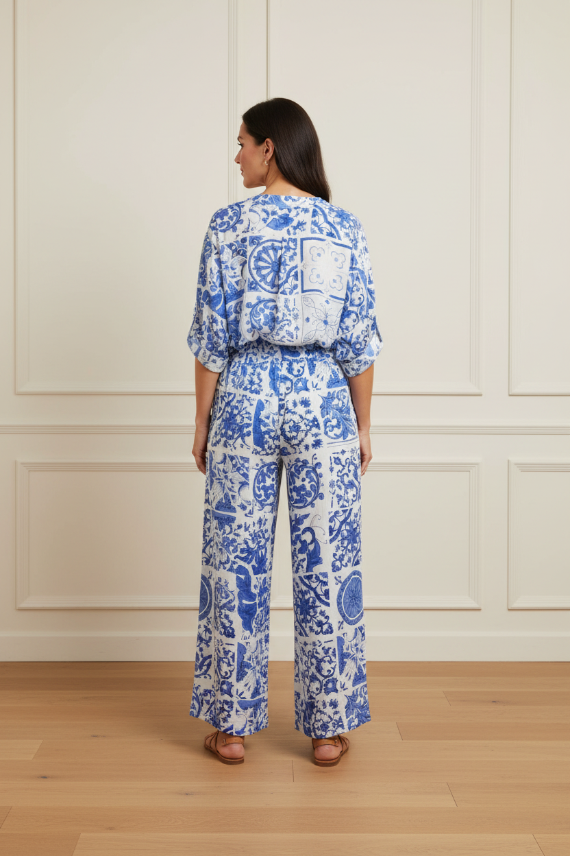 Camisa kimono azulejo - espalda sin bolso