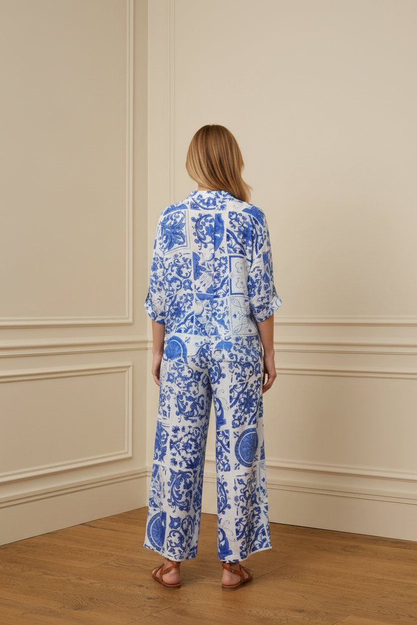 Camisa kimono azulejo - espalda conjunto