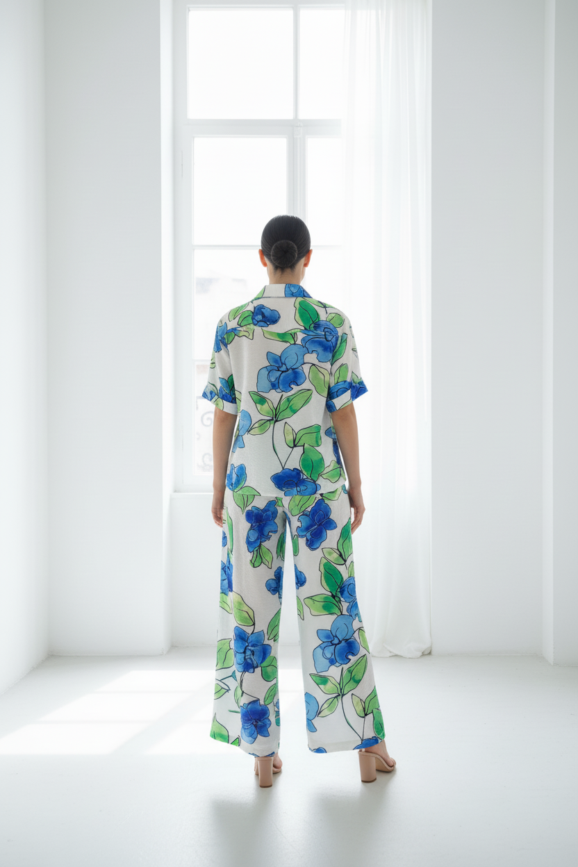 Conjunto floral espalda sin costura