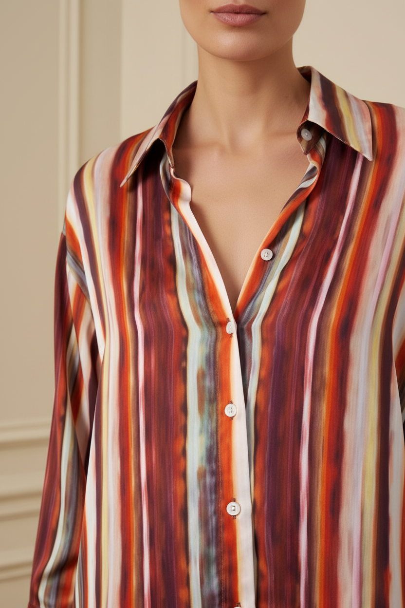 Conjunto rayas burdeos - detalle cuello