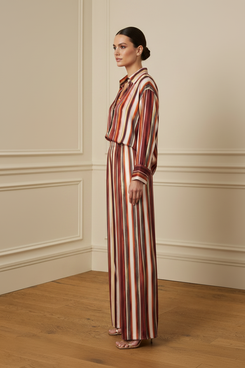 Conjunto rayas burdeos - lateral