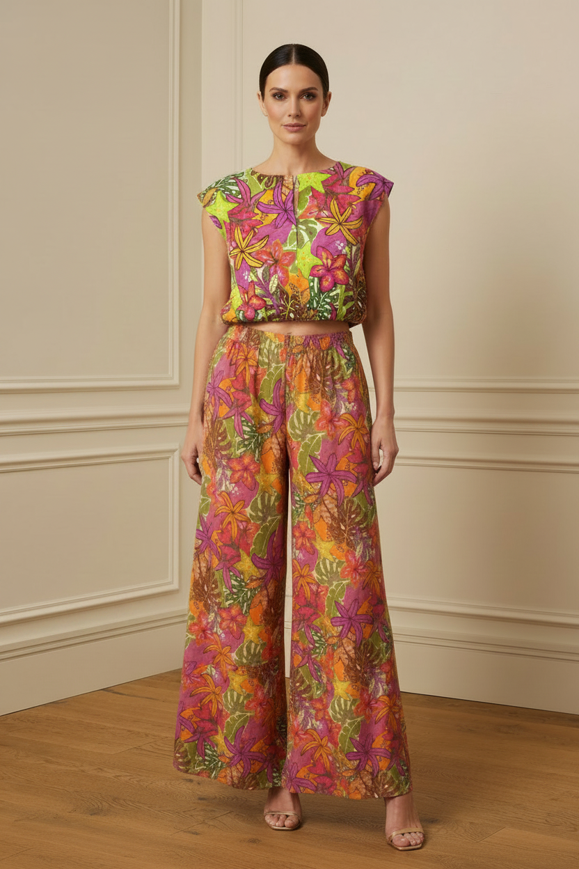Top tropical estampado floral - vista frontal