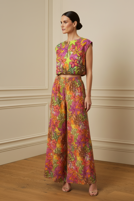Top tropical estampado floral - vista lateral