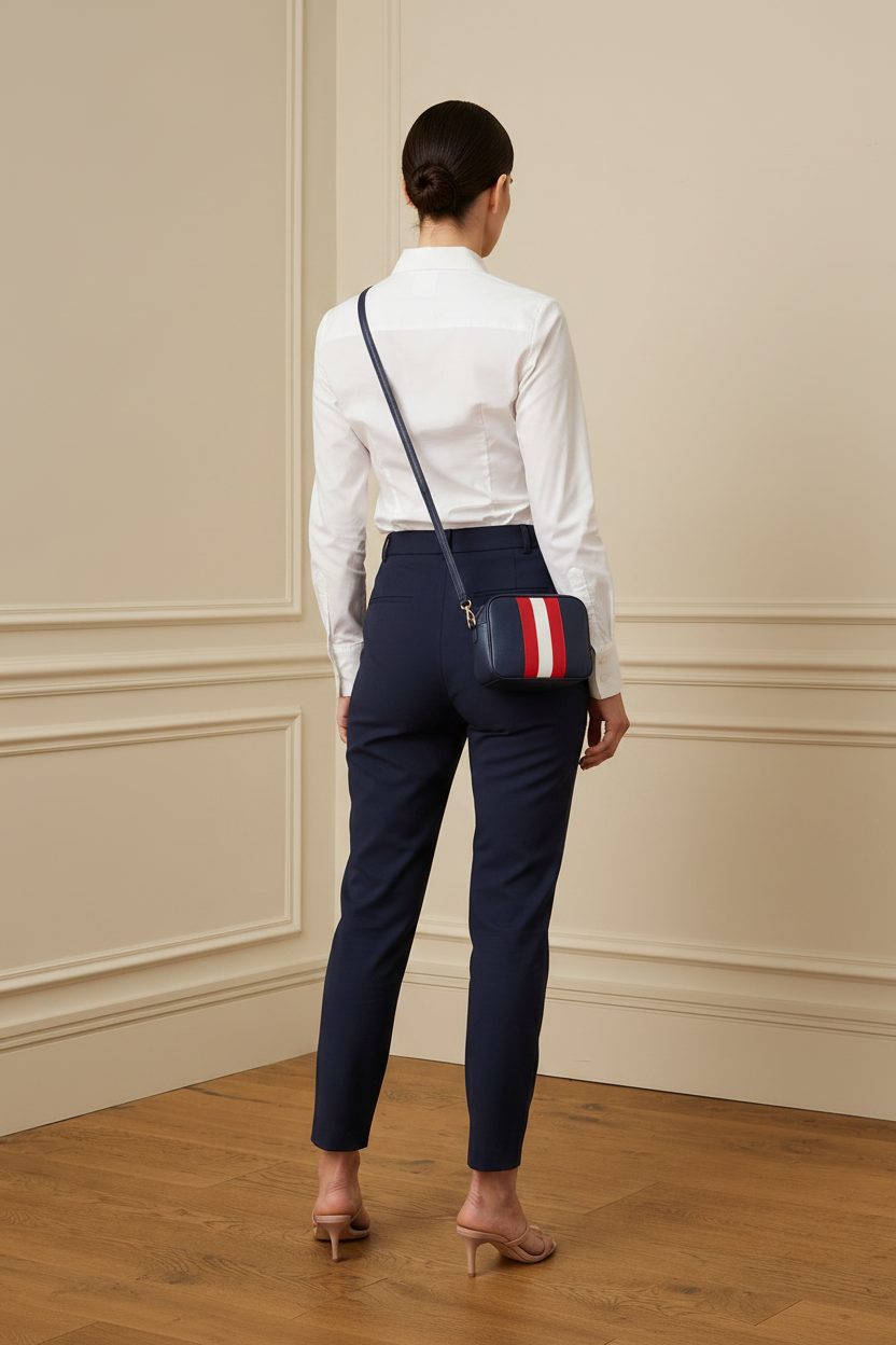 De espaldas con bolso navy