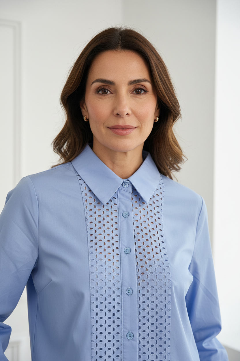 Detalle cuello CA-5186 azul