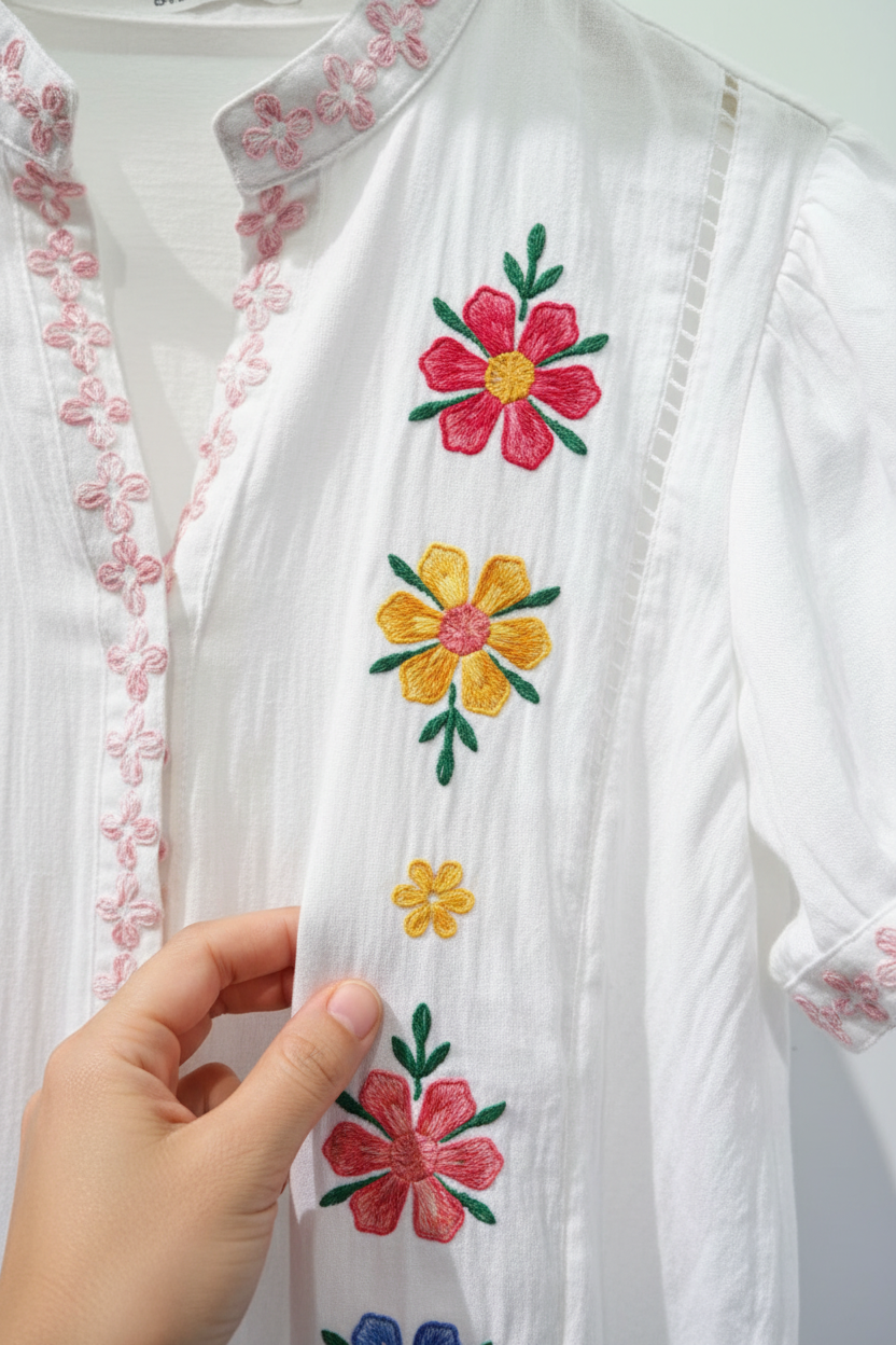 Detalle de bordados florales