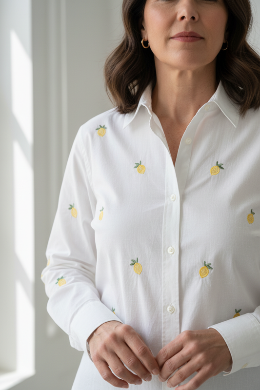 Camisa blanca con bordado de limones
