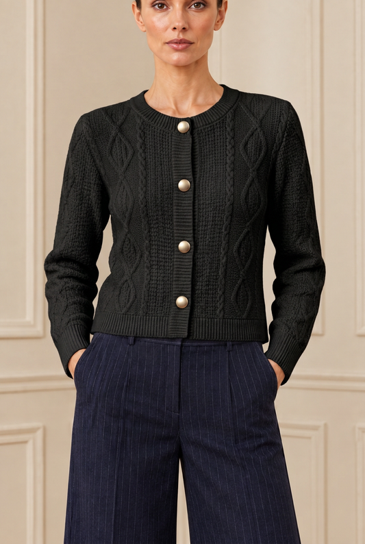 Detalle de la chaqueta en negro