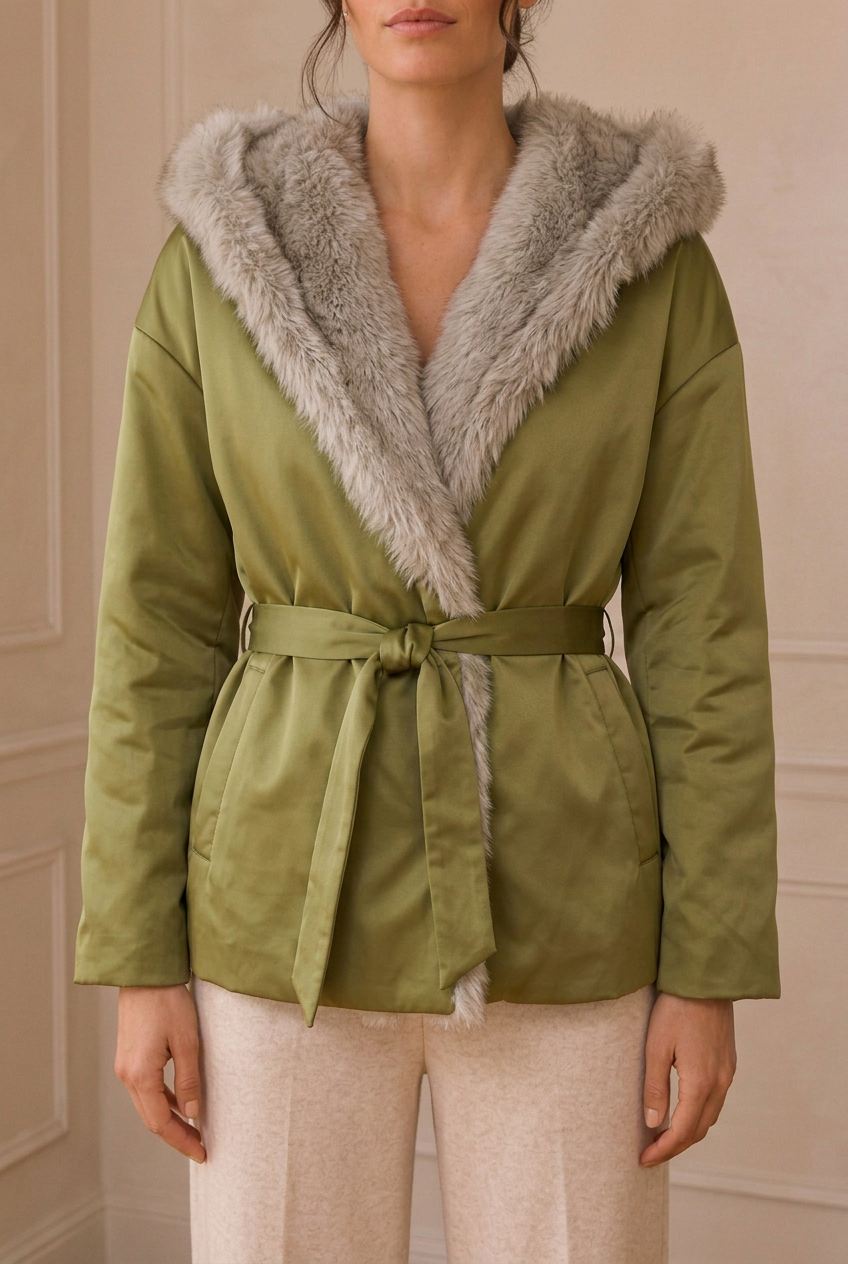 Detalle de la chaqueta verde