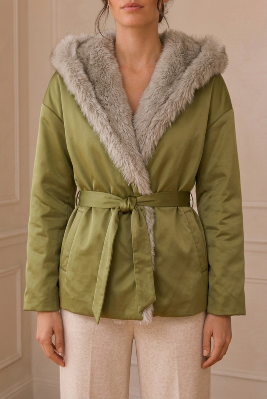 Detalle de la chaqueta verde