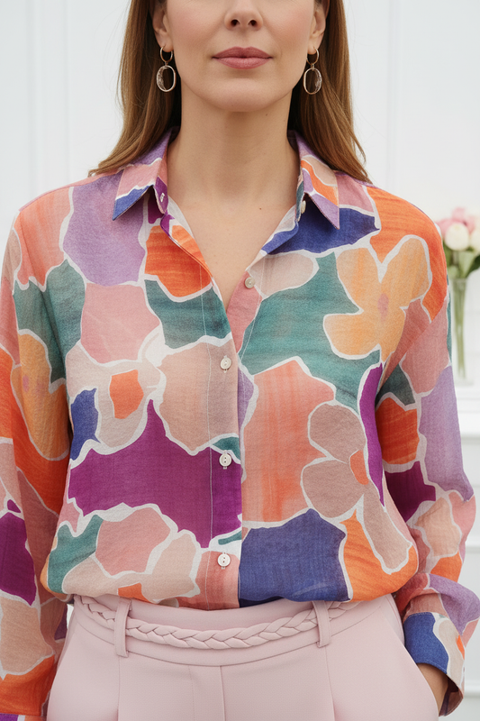 Detalle de la prenda - Camisa abstracta translúcida