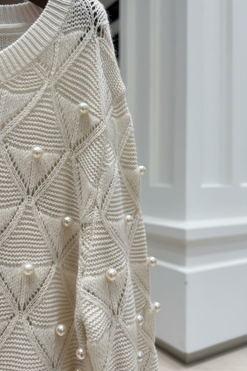 Detalle de perlas y tejido