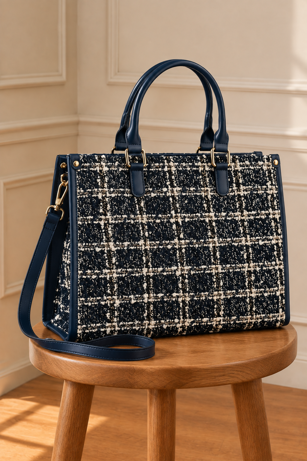 Detalle del tejido y las asas del shopper