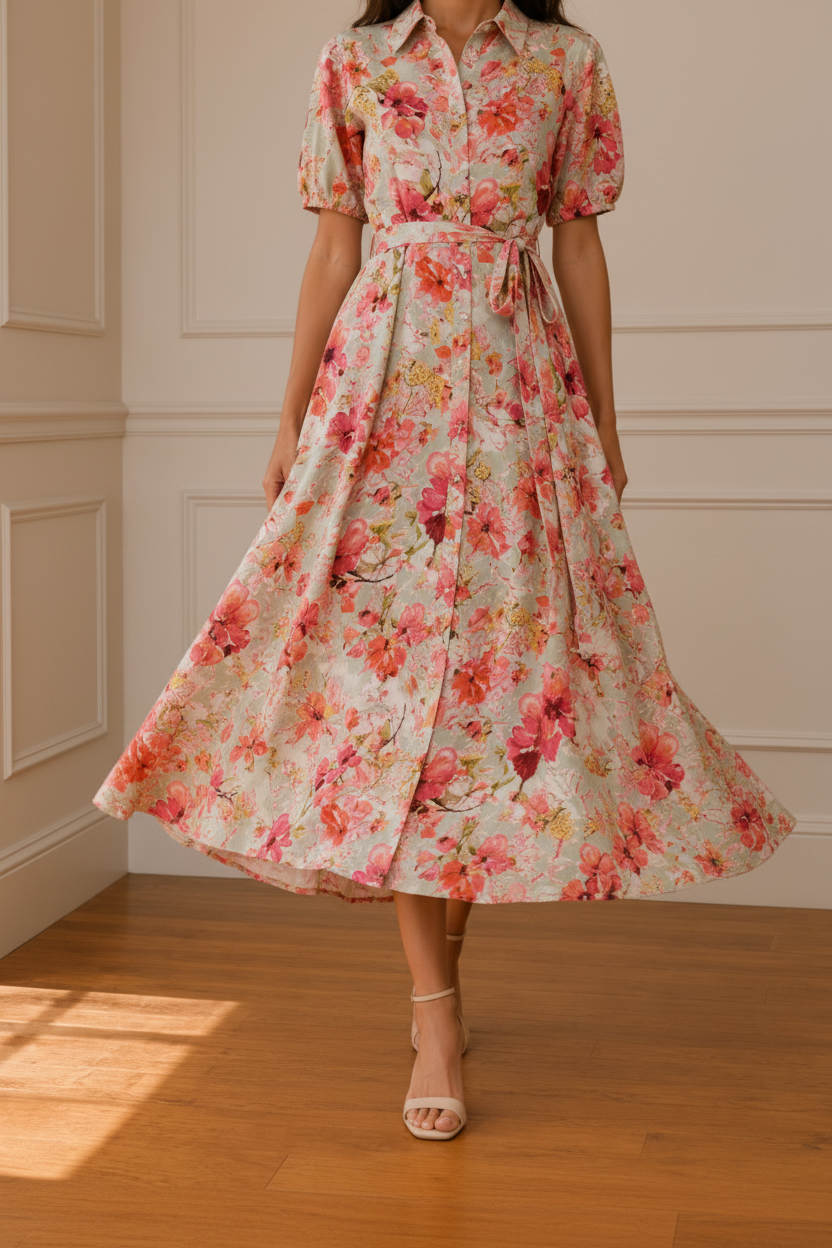 Detalle piernas vestido floral