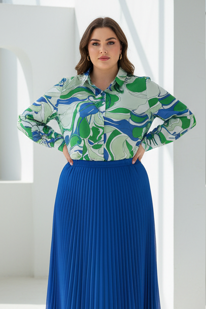 Falda plisada midi azul klein