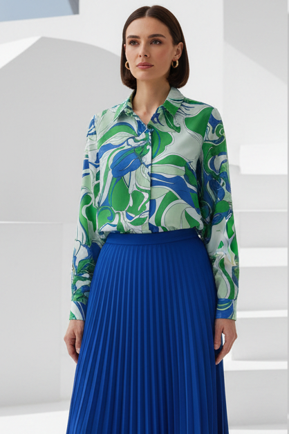 Falda plisada midi azul klein