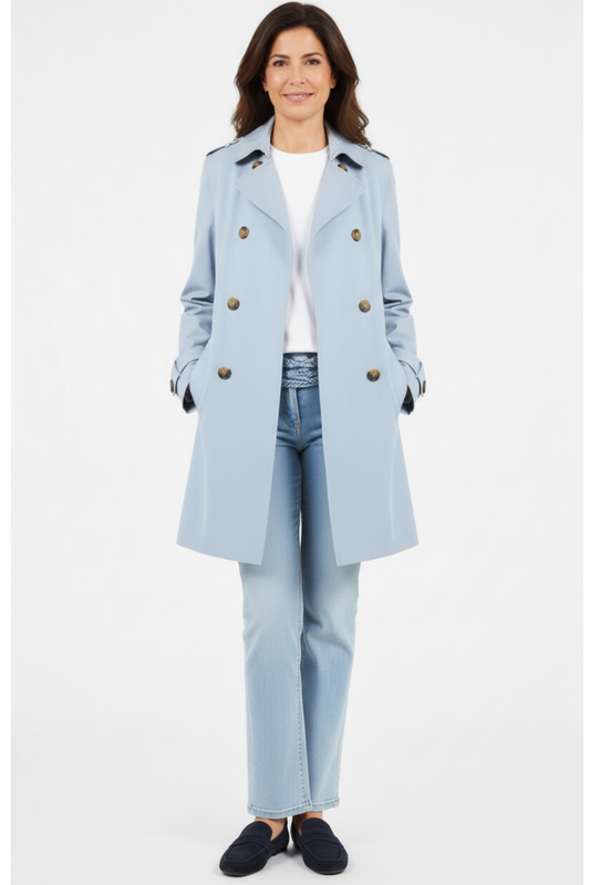 Gabardina clásica azul claro