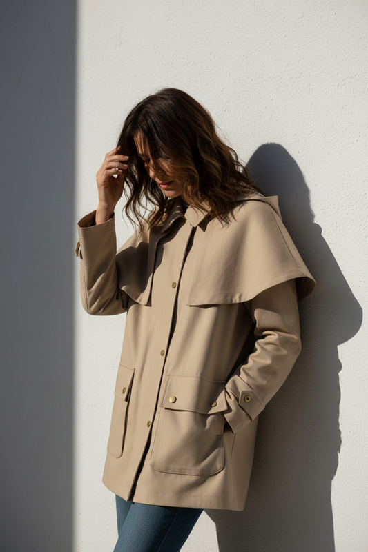 Gabardina beige - Mirando abajo