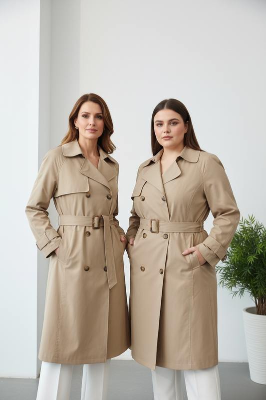 Gabardina beige vista frontal