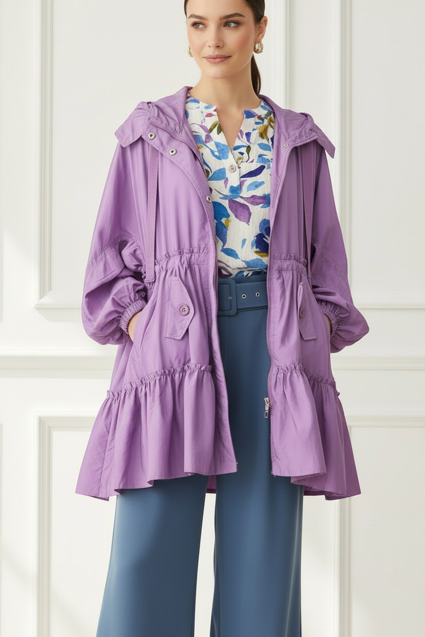 Gabardina lila - detalle