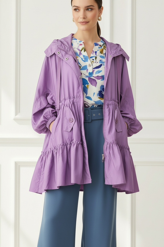 Gabardina lila - detalle