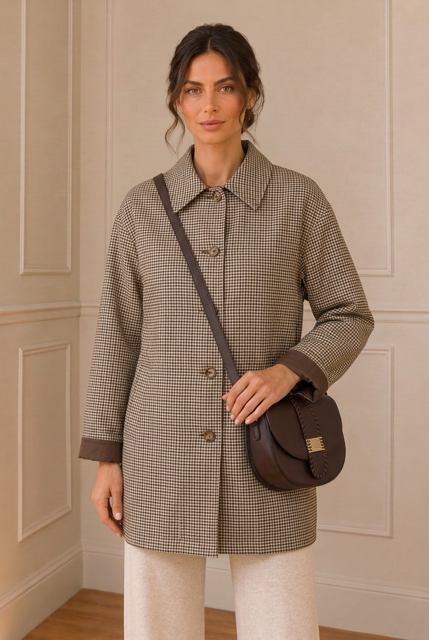 Gabardina reversible por el lado de cuadros