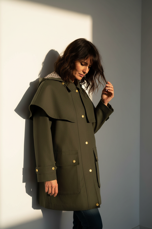 Gabardina verde - Mirando abajo