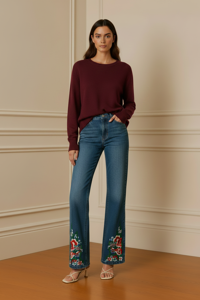 Jersey burdeos + vaquero