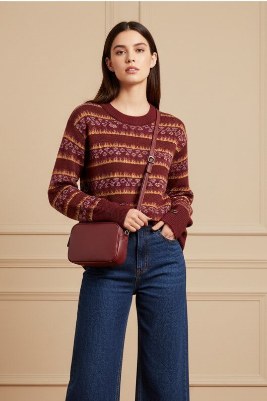 Jersey Jacquard Granate frontal