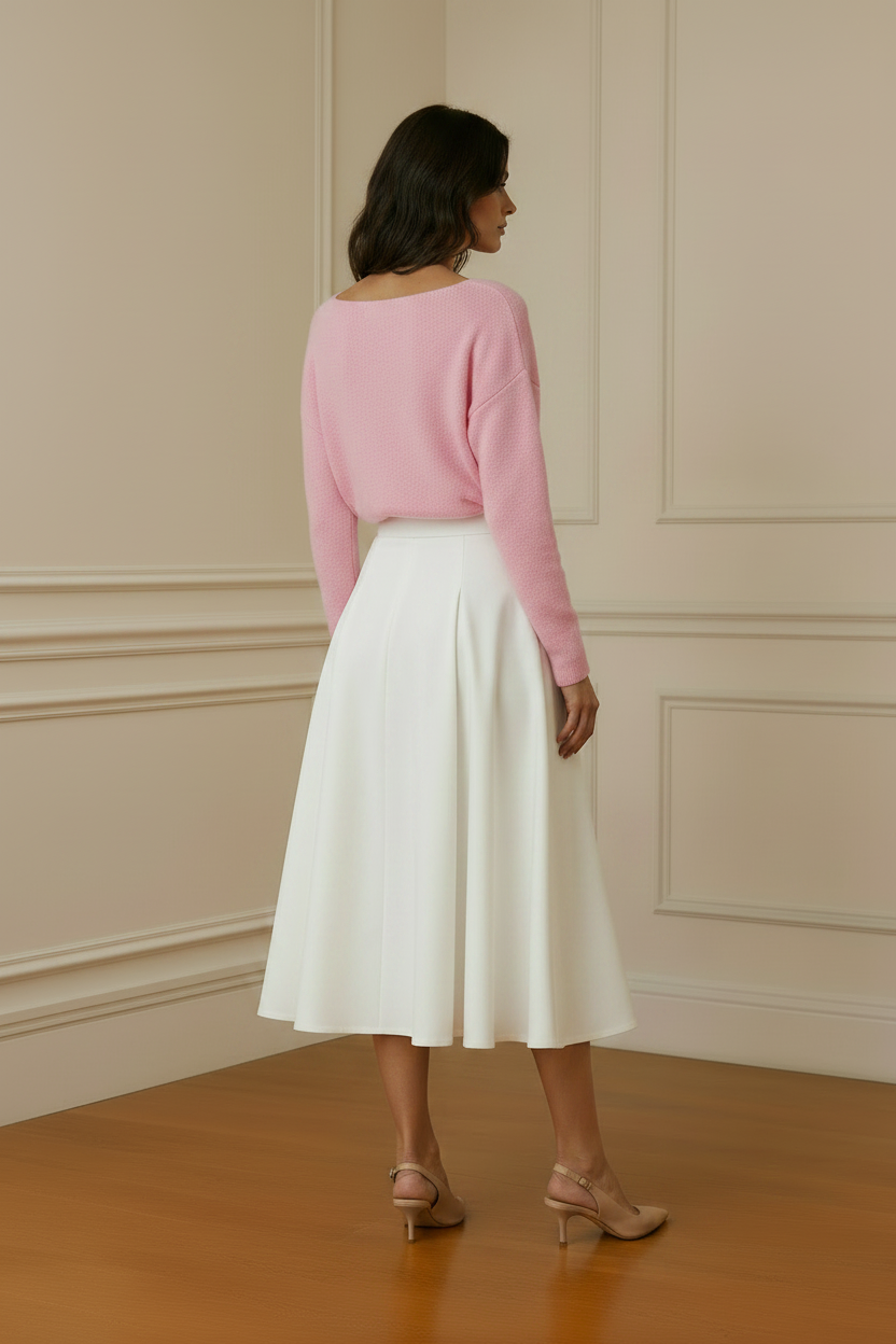 Jersey cuello barco rosa — vista trasera