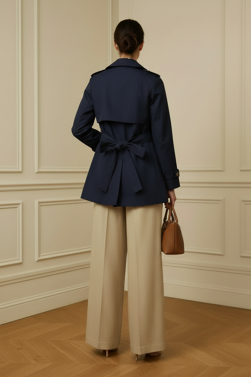 Look gabardina navy - trasera