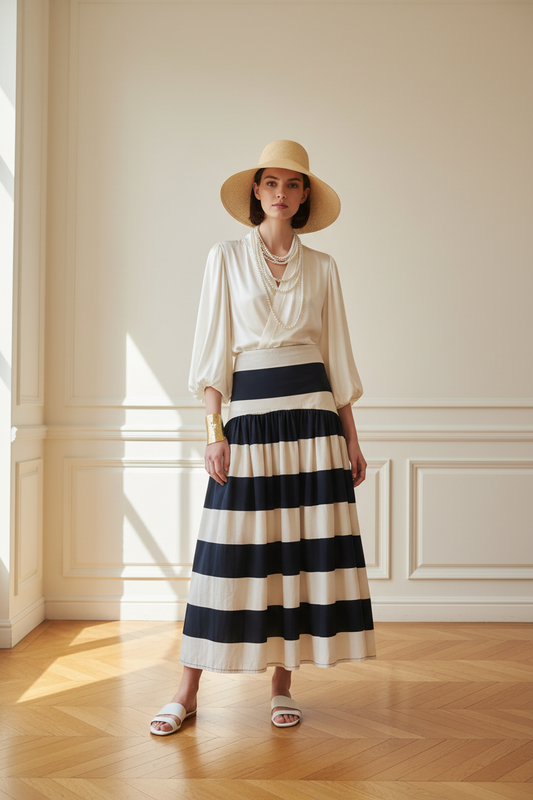 Look rayas marineras modelo real