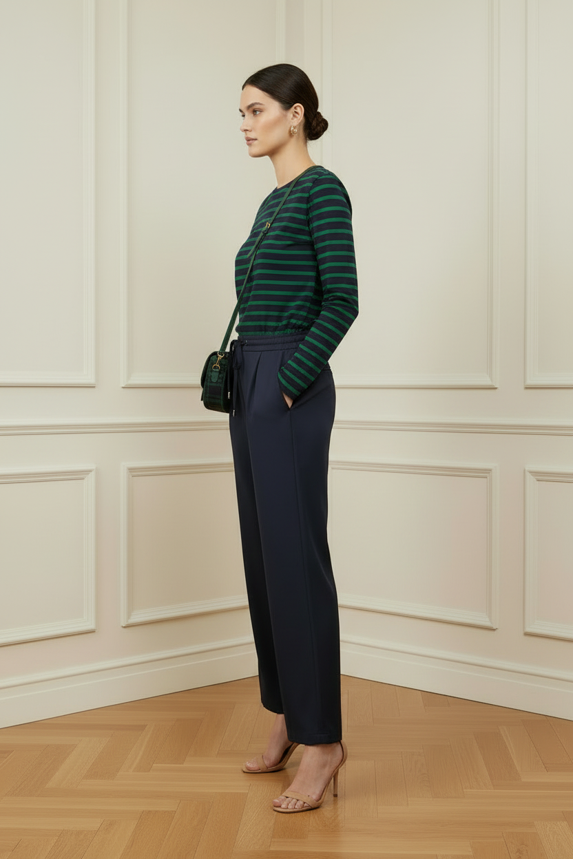 Look rayas marino y verde, vista lateral