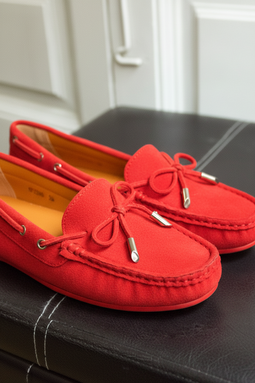 Mocasín rojo - detalle lazo