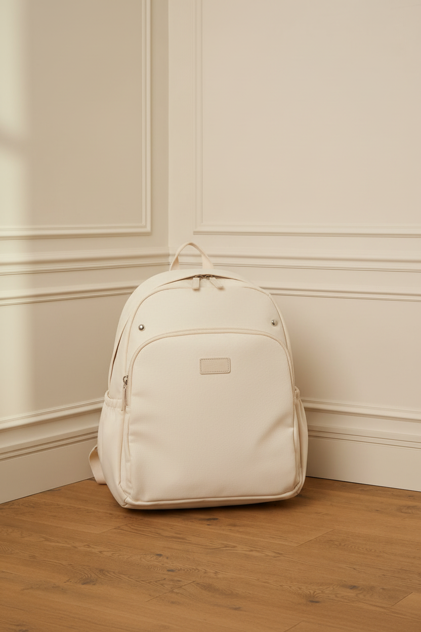 Mochila crema frontal