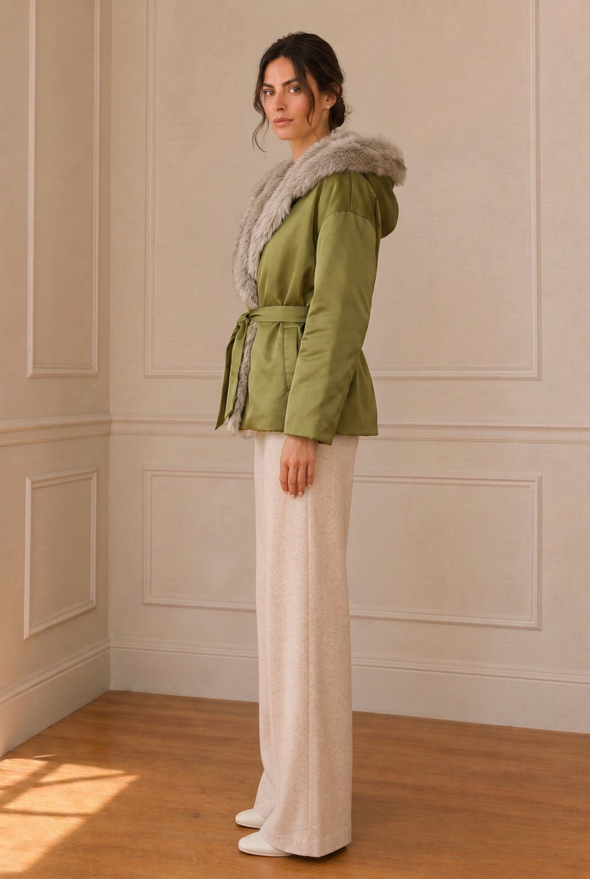Modelo con la chaqueta verde