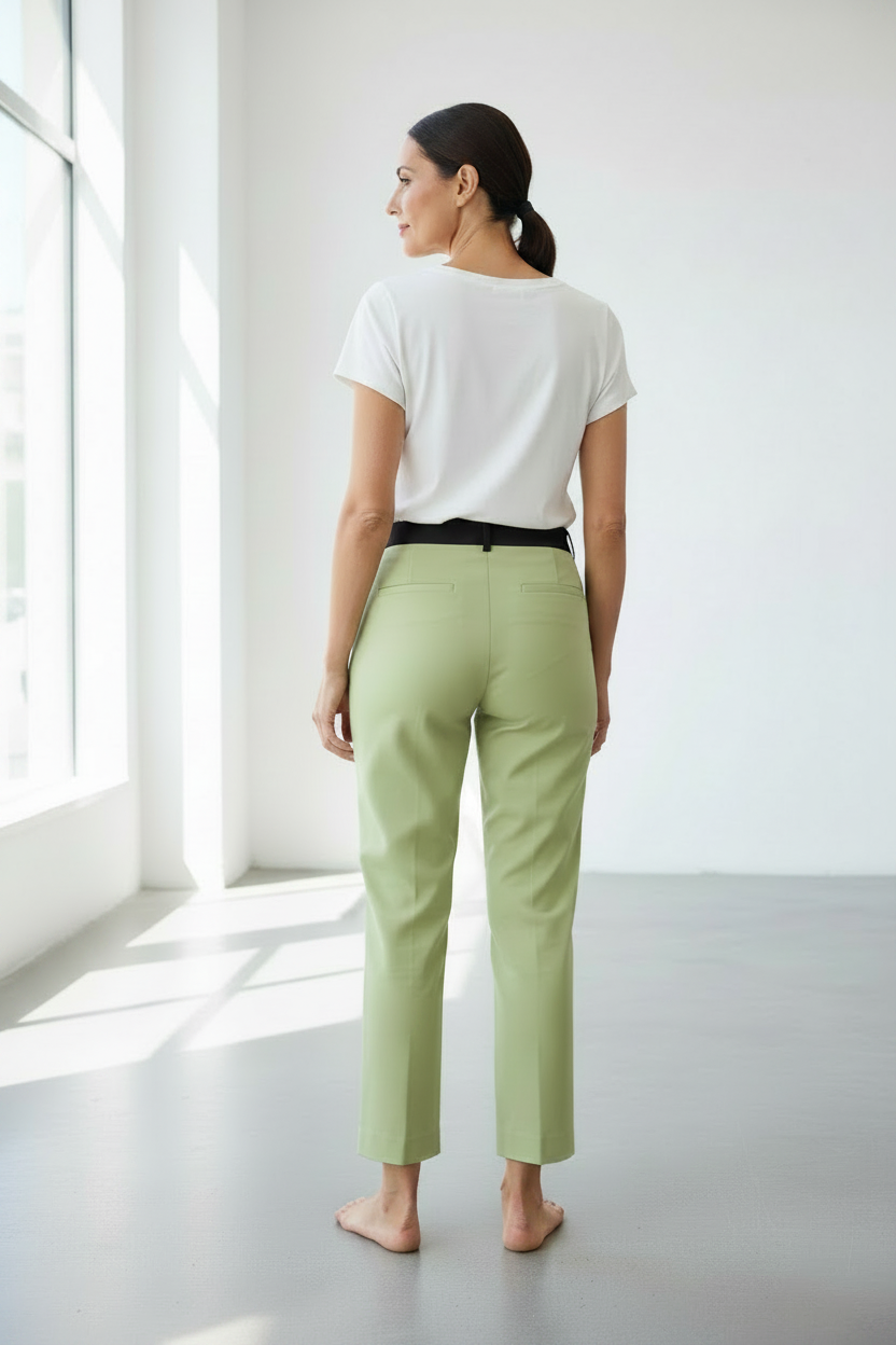Pantalón pistacho - trasera cinturilla negra