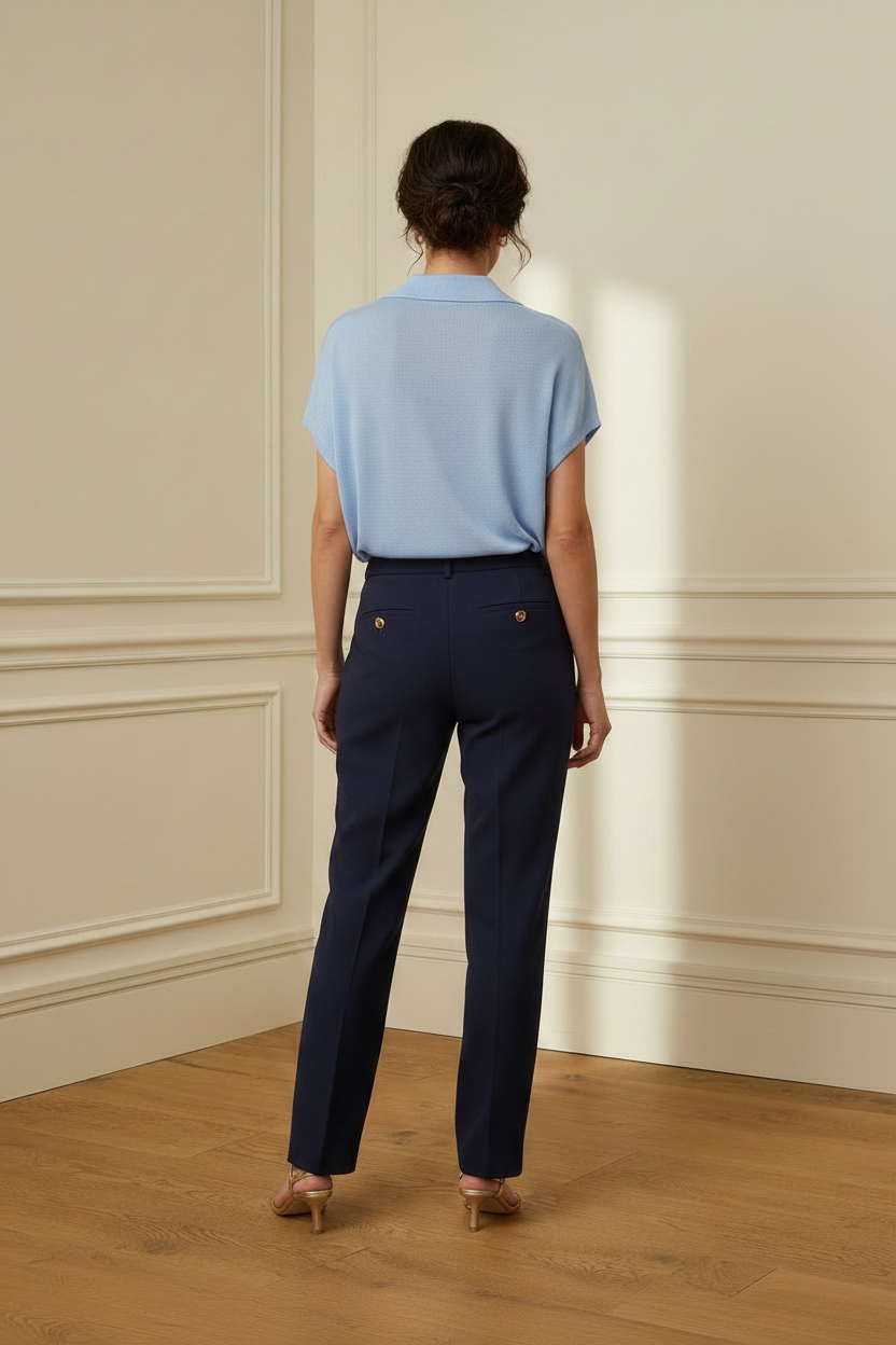 Polo azul + pantalón navy - espalda